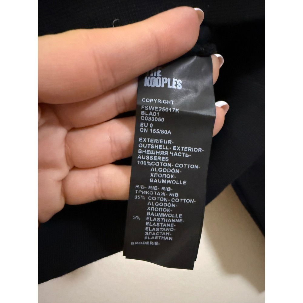 NWT The Kooples Black Embroidered Skeleton Graphic Sweatshirt -‎ French 0 - Picture 5 of 7